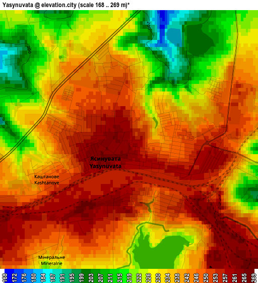 Yasynuvata elevation map