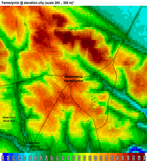 Yarmolyntsi elevation map