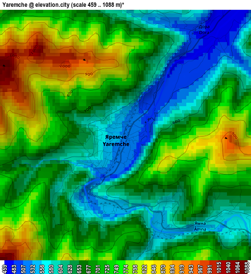 Yaremche elevation map