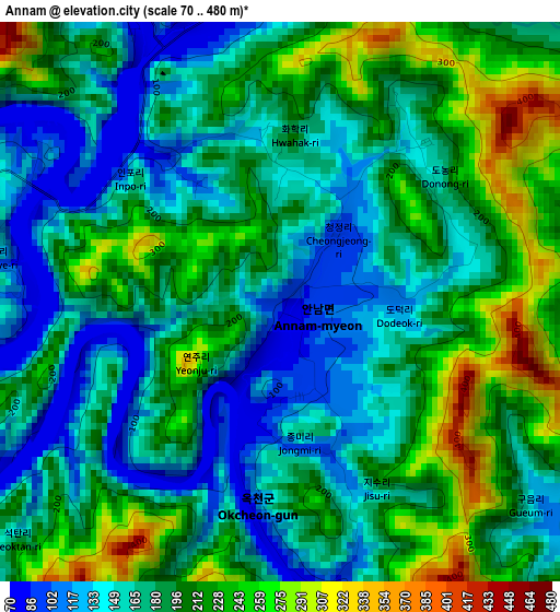 Annam elevation map
