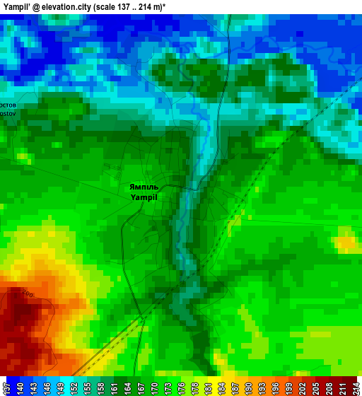 Yampil’ elevation map