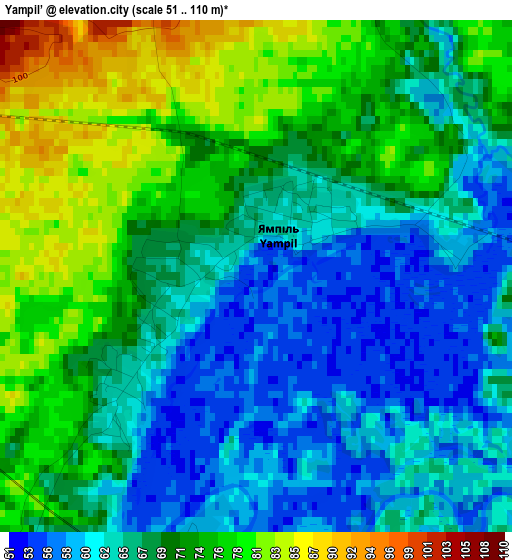 Yampil’ elevation map