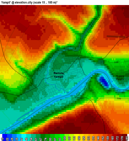 Yampil’ elevation map