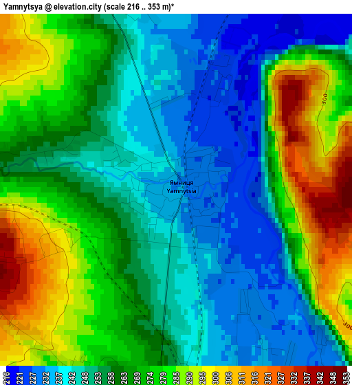 Yamnytsya elevation map