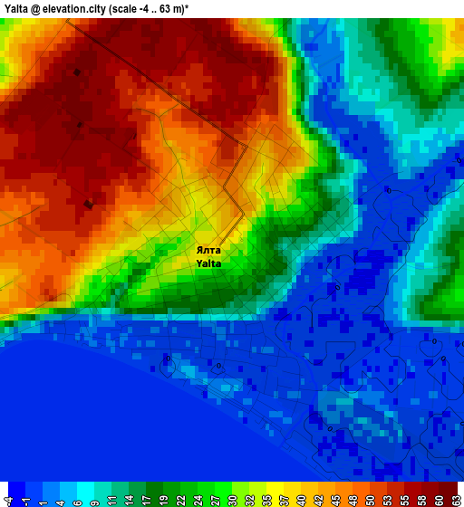 Yalta elevation map