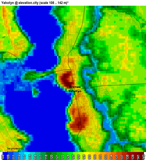 Yahotyn elevation map