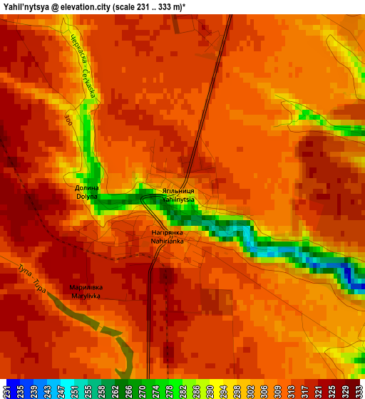 Yahil’nytsya elevation map