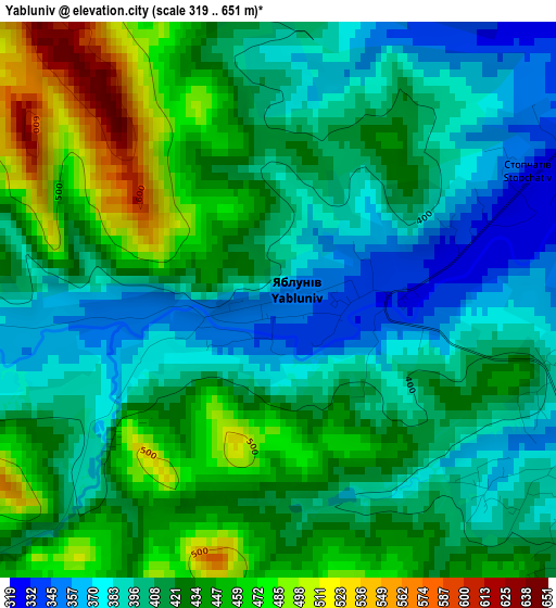 Yabluniv elevation map