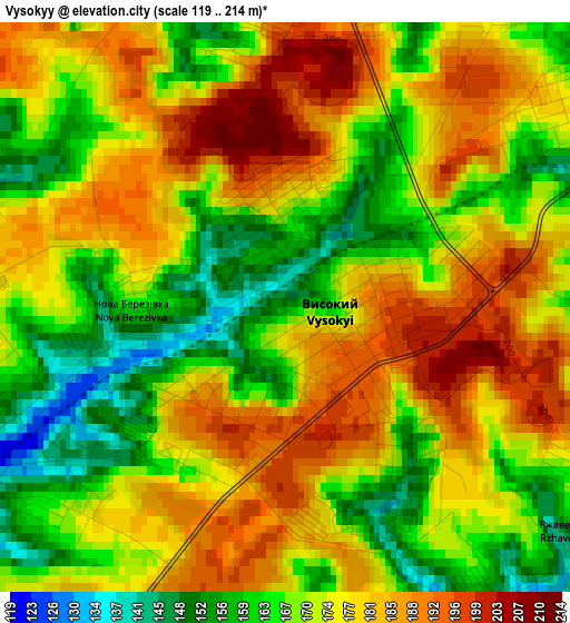 Vysokyy elevation map