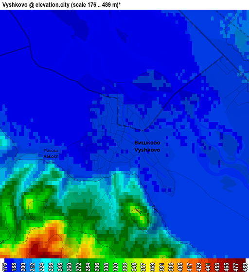 Vyshkovo elevation map