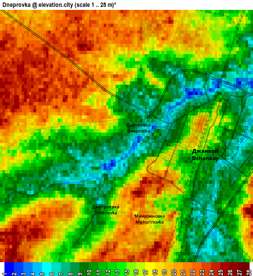 Dneprovka elevation map