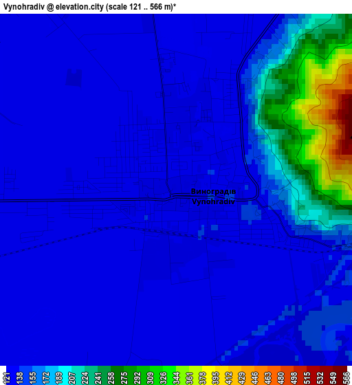 Vynohradiv elevation map