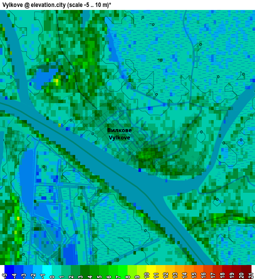 Vylkove elevation map