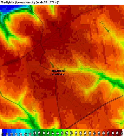 Vradiyivka elevation map