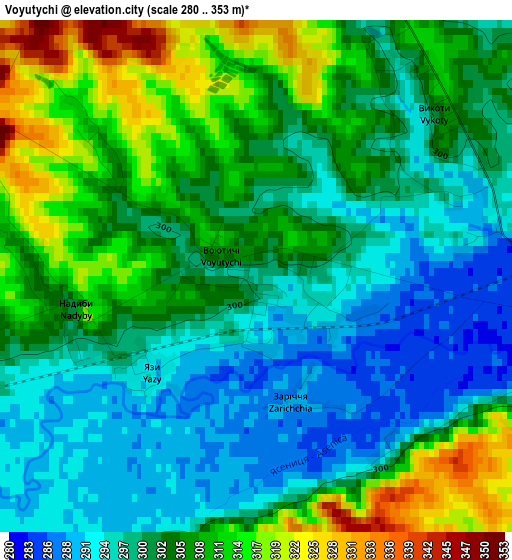 Voyutychi elevation map