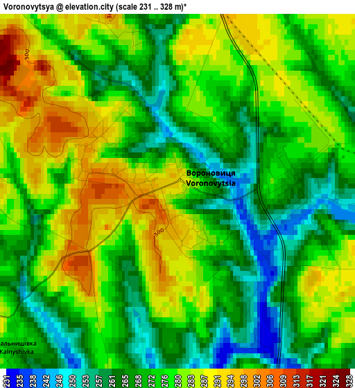 Voronovytsya elevation map