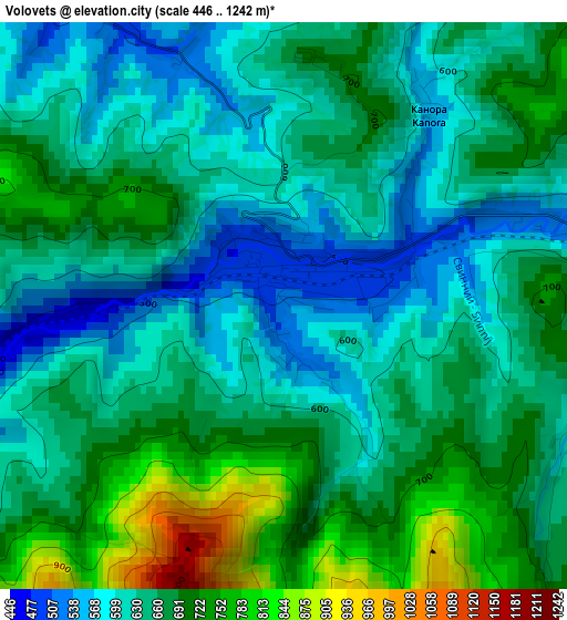 Volovets elevation map