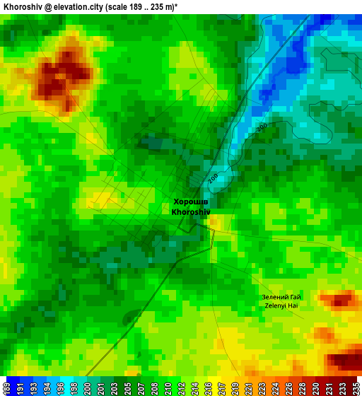 Khoroshiv elevation map