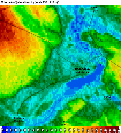 Volodarka elevation map