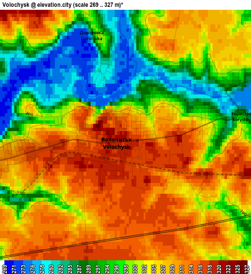 Volochysk elevation map