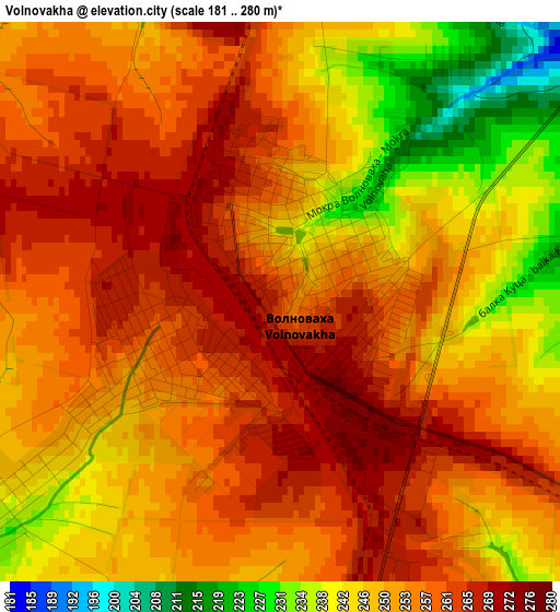 Volnovakha elevation map