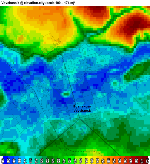 Vovchans’k elevation map