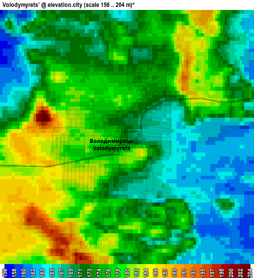 Volodymyrets’ elevation map