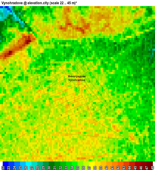 Vynohradove elevation map