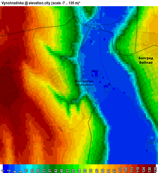 Vynohradivka elevation map