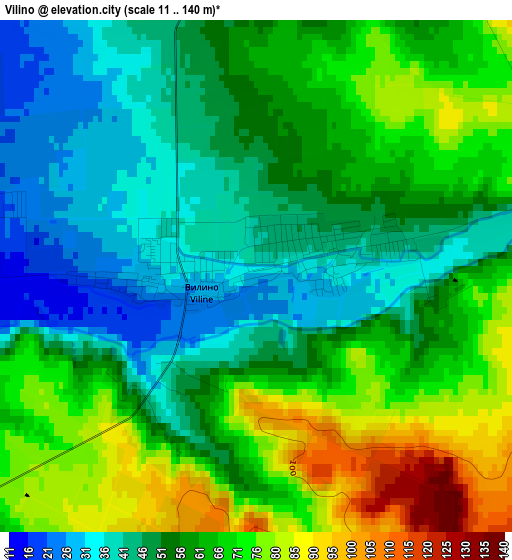 Vilino elevation map