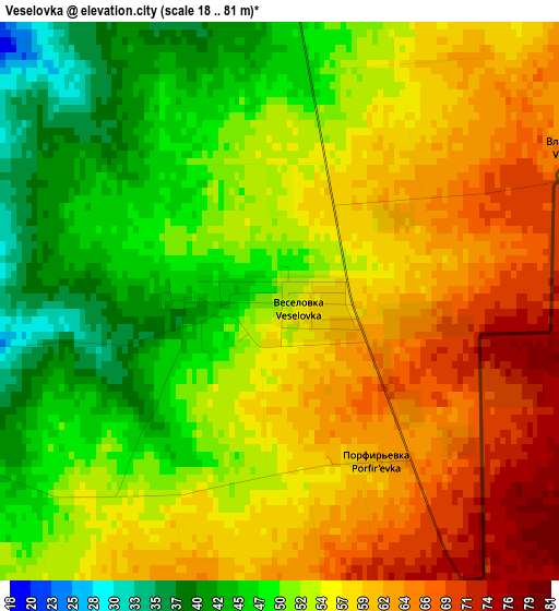 Veselovka elevation map