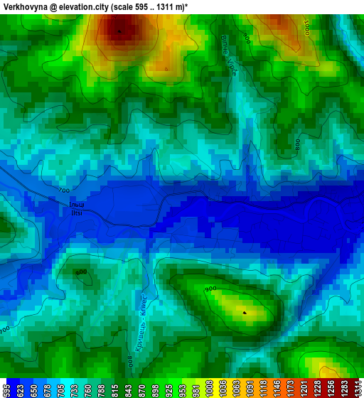 Verkhovyna elevation map