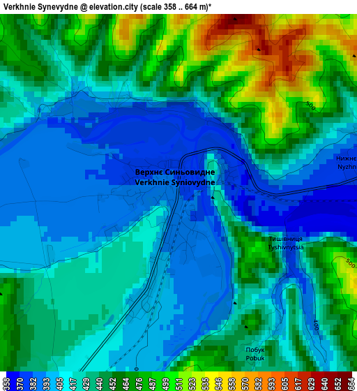 Verkhnie Synevydne elevation map