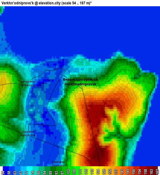 Verkhn’odniprovs’k elevation map