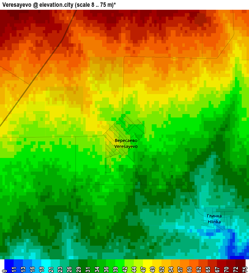 Veresayevo elevation map