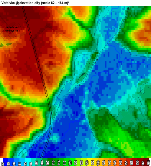 Verbivka elevation map