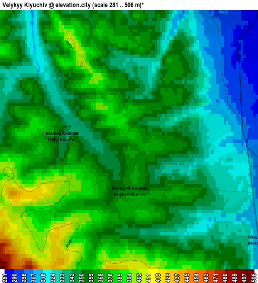 Velykyy Klyuchiv elevation map