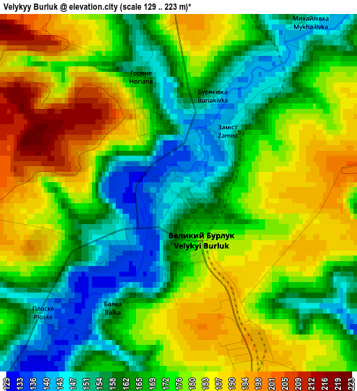 Velykyy Burluk elevation map