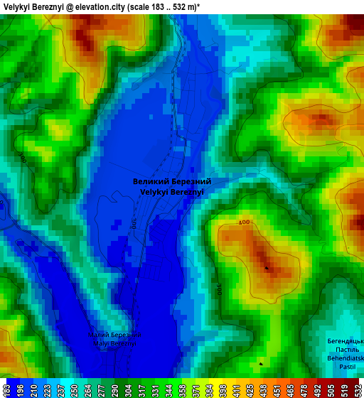 Velykyi Bereznyi elevation map