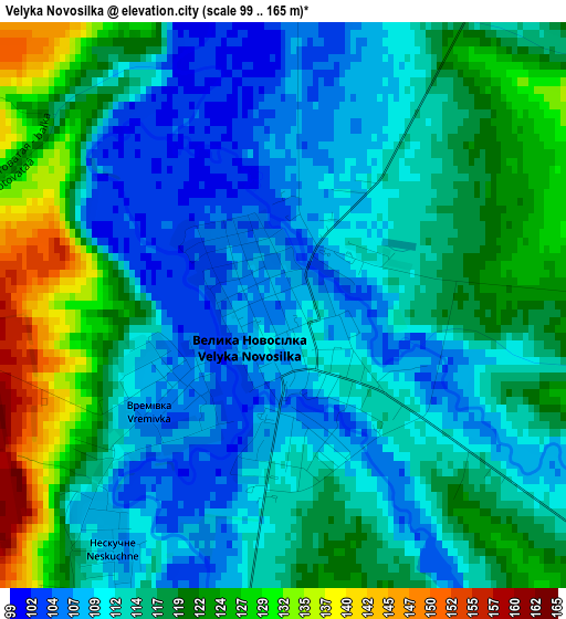 Velyka Novosilka elevation map