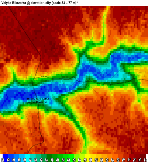 Velyka Bilozerka elevation map