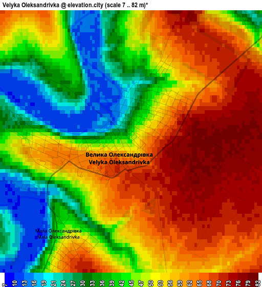 Velyka Oleksandrivka elevation map