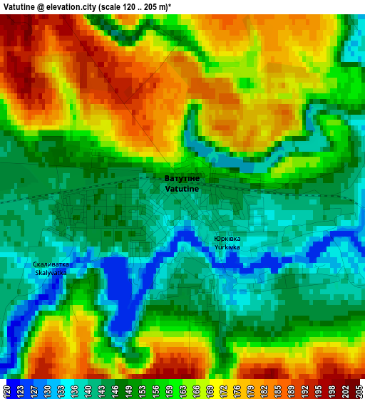 Vatutine elevation map