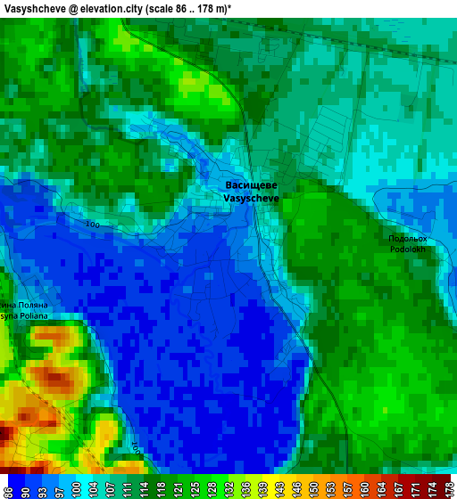 Vasyshcheve elevation map