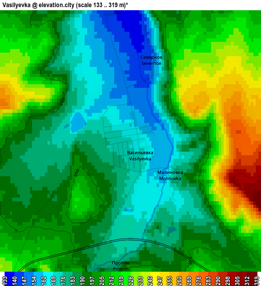 Vasilyevka elevation map