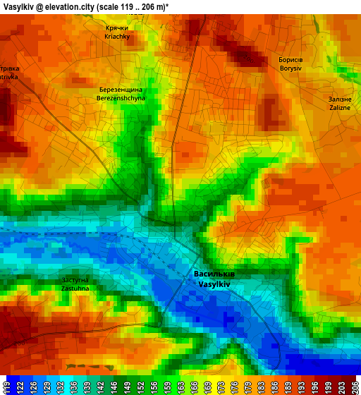 Vasylkiv elevation map