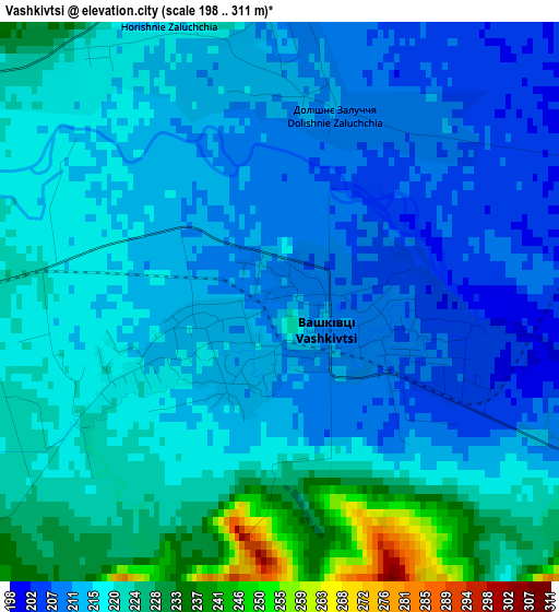 Vashkivtsi elevation map