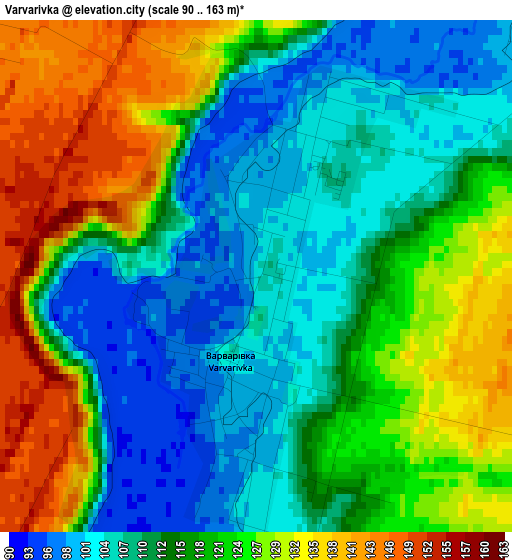 Varvarivka elevation map