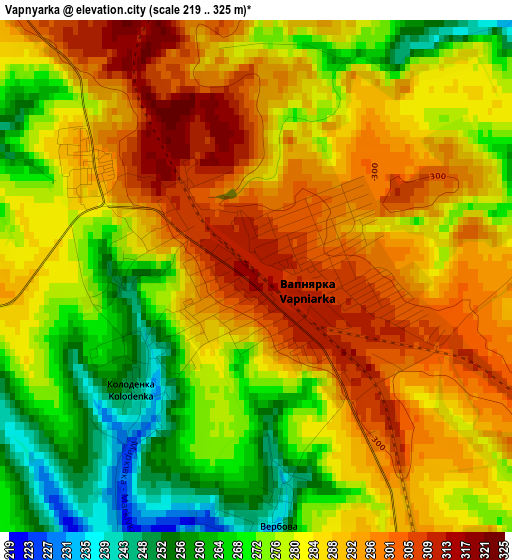 Vapnyarka elevation map