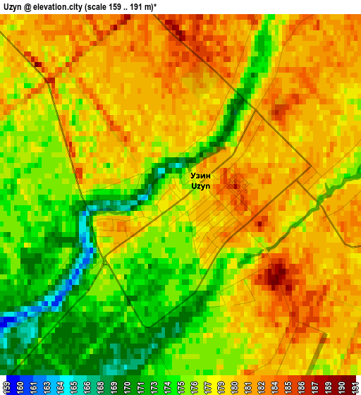 Uzyn elevation map